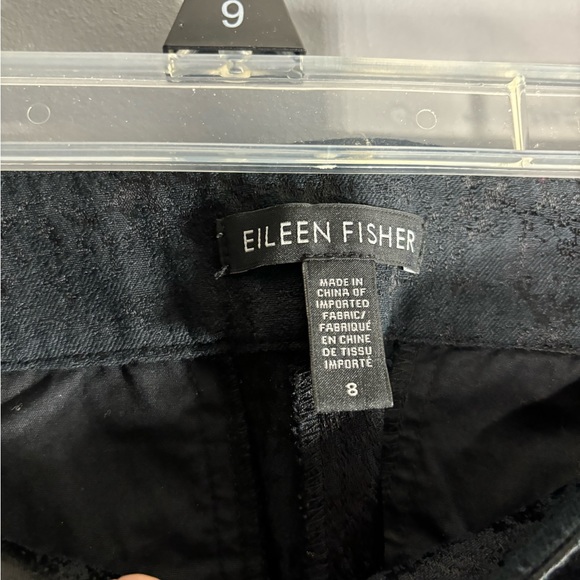 Eileen Fisher Fresco Organic Cotton Blend Textured Black Jacquard Pant Size 8 - Picture 6 of 8